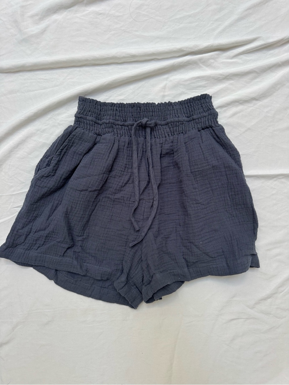 Joie Navy Elastic Waist Gauze Shorts